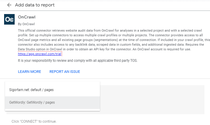 SEO Report and Data Studio