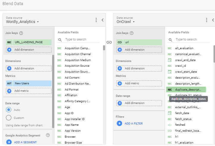 seo data blending data studio