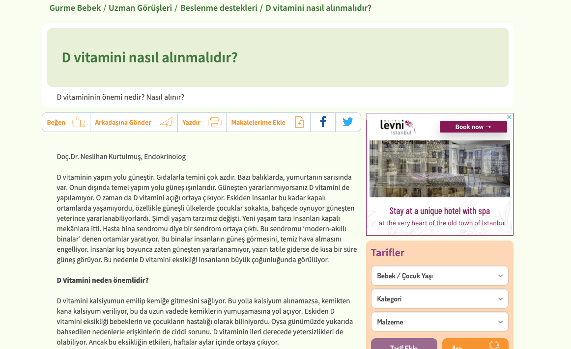 gurmebebek landing page Article Landing Page