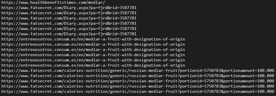 Printing domain URLs with Python