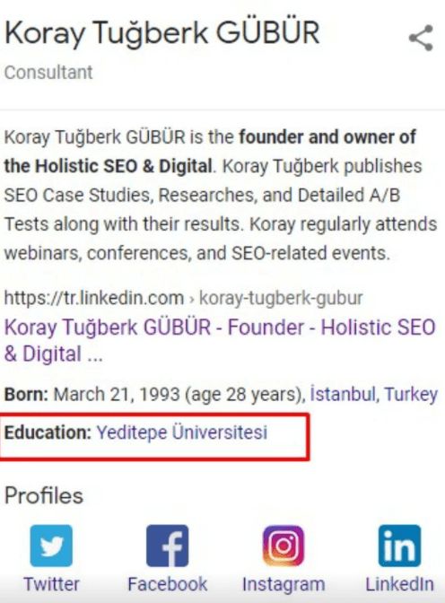 Koray Tuğberk GÜBÜR Knowledge Panel