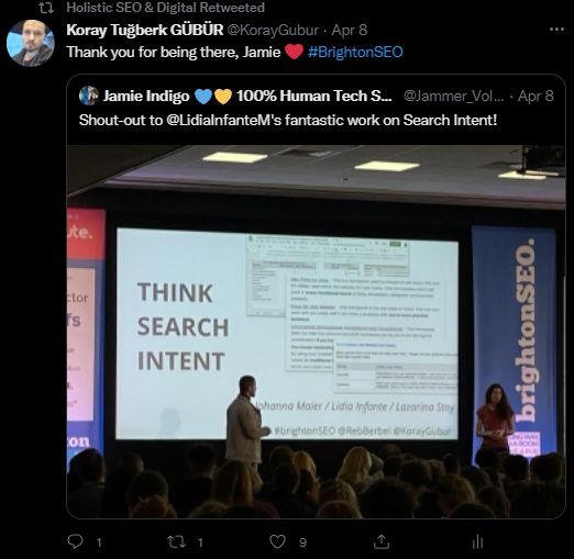 A tweet for Brighton SEO 2022