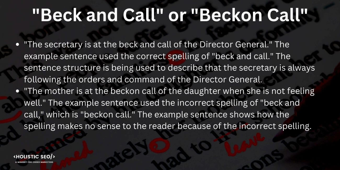 Beck and Call or Beckon Call