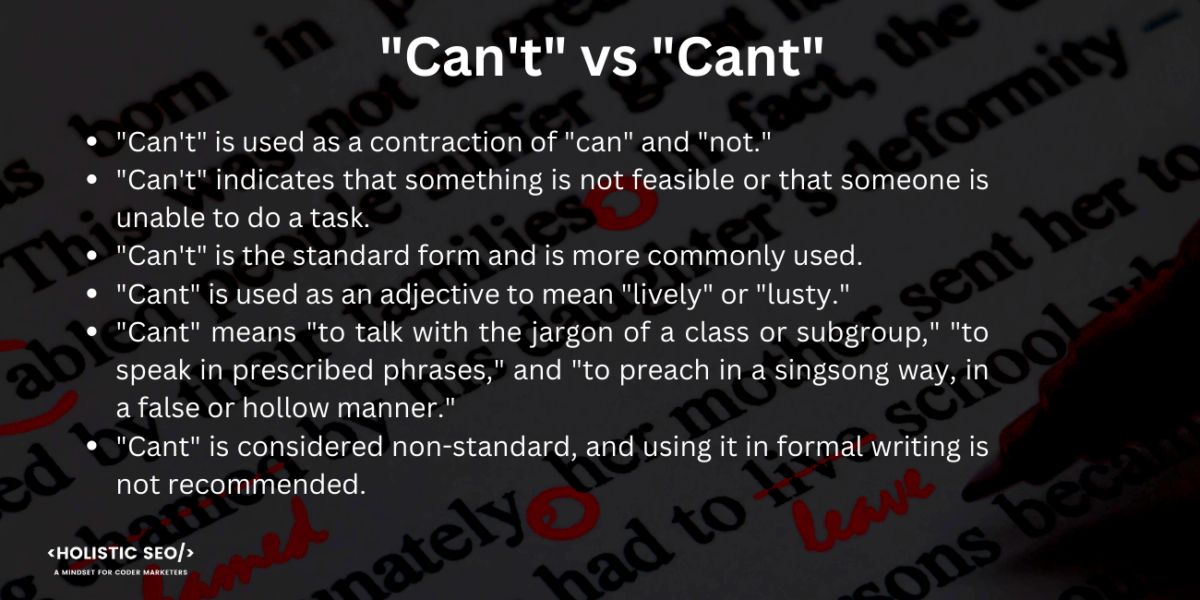 Can t vs cant difference between them and how to correctly use them