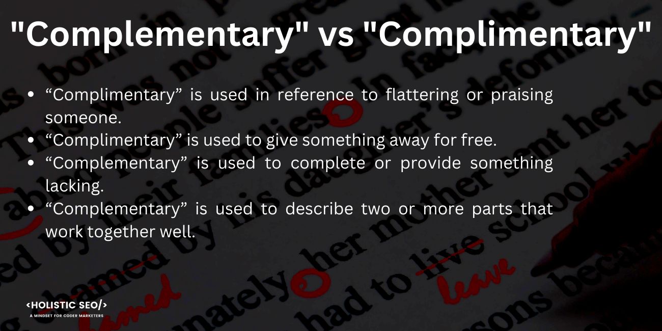 complementary vs complimentary