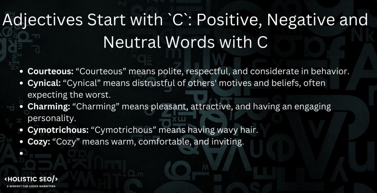 Adjectives Start with `C`: Positive, Negative and Neutral Words with C ...