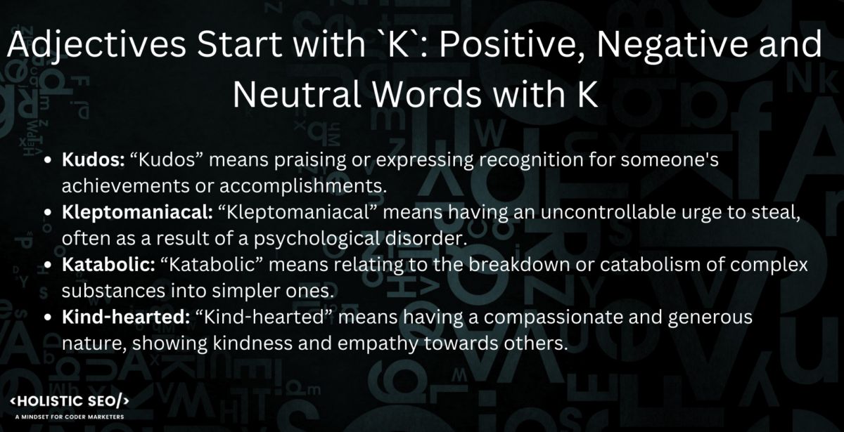 Adjectives Start with K Positive Negative and Neutral Words