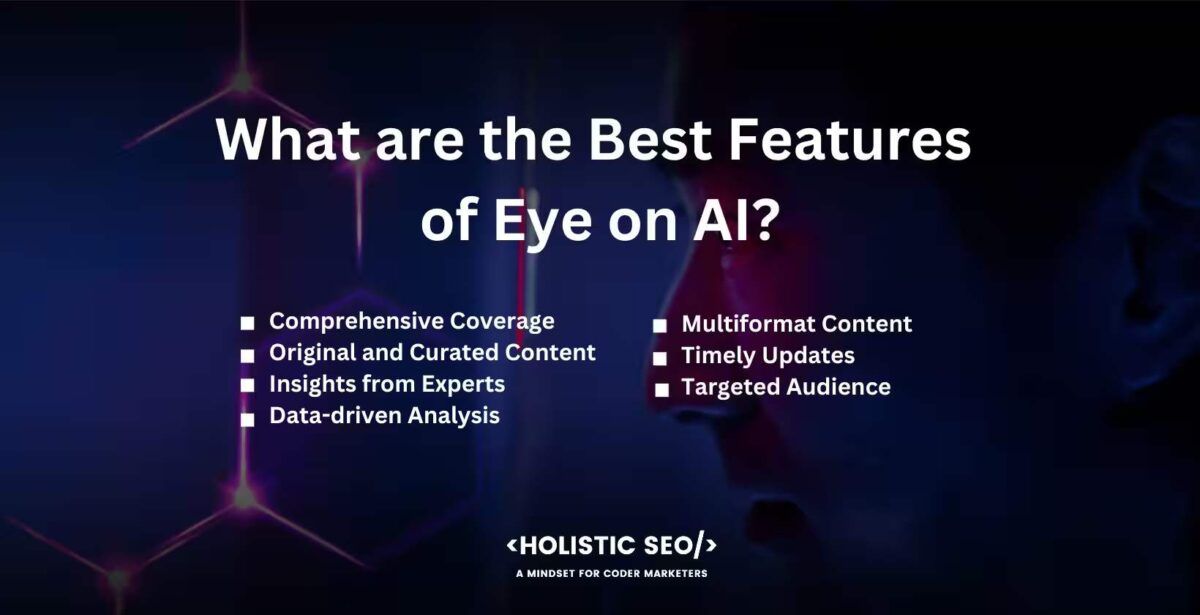 What are the best features of Eye on AI 
Comprehensive Coverage, Original and curated content, Insights from experts,  data-driven Analysis, multiformat content, tmely updates, targeted audience