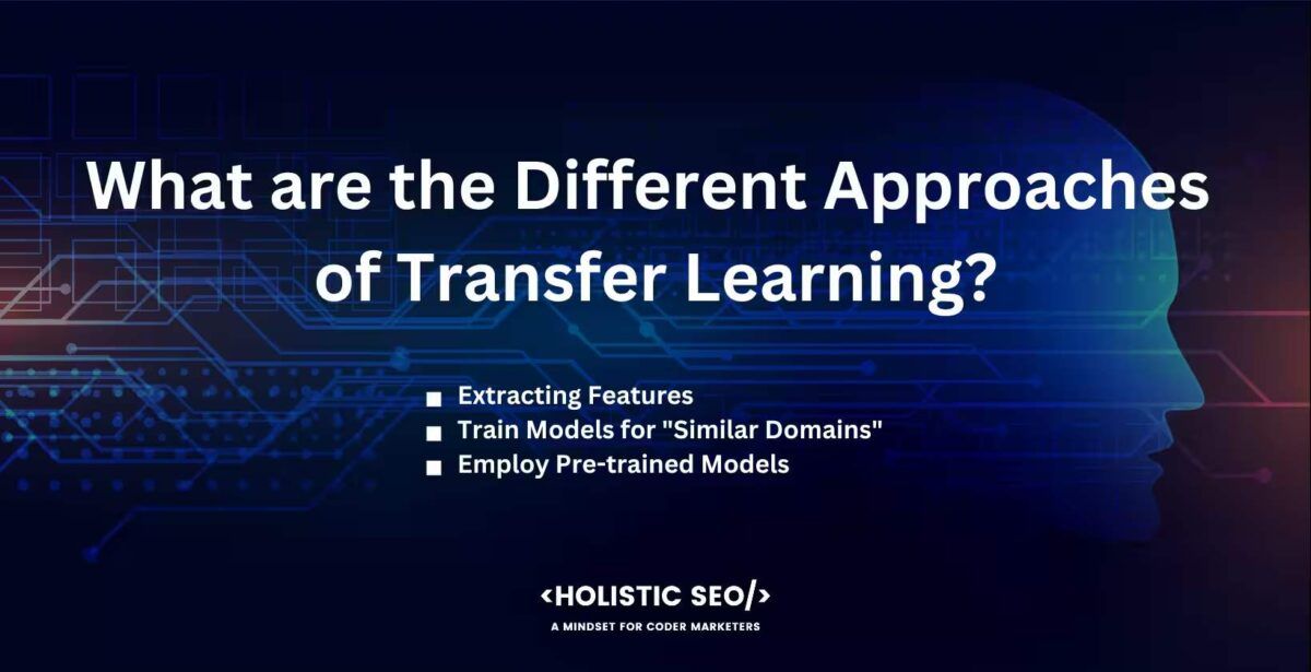 What are the different approaches of transfer learning

Extracting features, Train models for "similar domains", Employ pre-trained models
