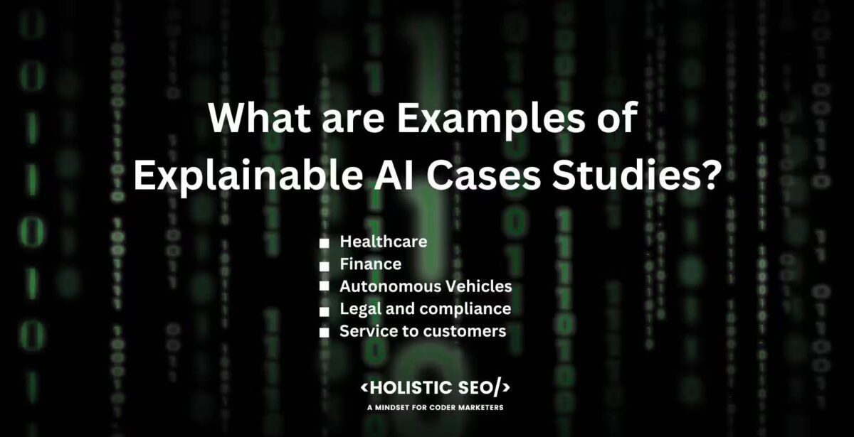 what are examples of explainable ai cases studies

healthcare, finance, autonomous vehicles legal and compliance, service to customers