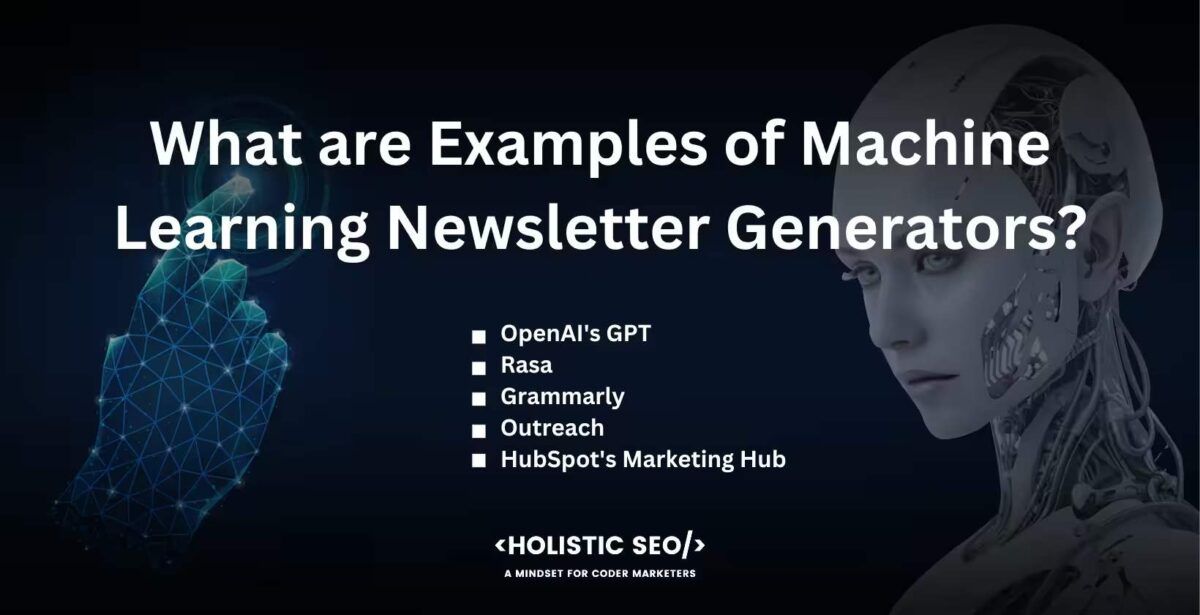 what are examples of machine learning newsletter generators

OpenAI's GPT-3: The GPT-3 language model developed by OpenAI is considered to be state-of-the-art since it is capable of producing text in a way that is human-like. GPT-3 are utilized to generate a range of content kinds, including newsletters, despite the fact that they are not a specific newsletter generator.

Rasa: Rasa is an open-source machine learning framework designed for the construction of AI assistants and chatbots that are contextual. It has been tweaked to provide material suitable for newsletters, although it's not really a newsletter generator.

Grammarly: Grammarly is an AI-powered writing aid that helps improve writing by identifying and correcting grammatical errors. It is utilized in order to guarantee that the content of the generated newsletter is well-written and free of grammatical errors.

Outreach: Outreach is an artificial intelligence (AI)-powered sales interaction platform that helps sales teams create more personalized emails. It is likely that it gets modified to produce individualized newsletters.

HubSpot's Marketing Hub: The HubSpot Marketing Hub provides users with a variety of tools, one of which is content generation powered by AI. The HubSpot's Marketing Hub machine learning is utilized to assist in the production of newsletters, as well as their personalization.