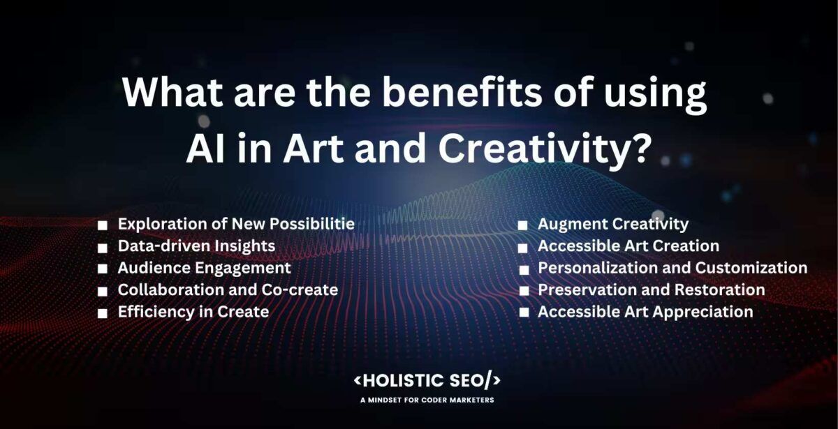 what are the benefits of using ai in art and creativity
Exploration of New Possibilities, Data-driven Insights, Audience Engagement, Collaboration and Co-create, Efficiency in Create, Augment Creativity, Accessible Art Creation, Personalization and Customization, Preservation and Restoration, Accessible Art Appreciation

