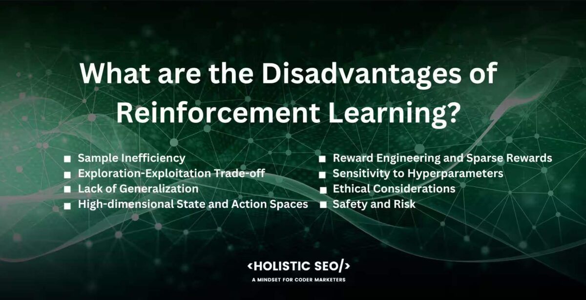 what are the disadvantages of reinforcement learning
Sample Inefficiency, Exploration-Exploitation Trade-off, Lack of Generalization, High-dimensional State and Action Spaces, Reward Engineering and Sparse Rewards, Sensitivity to Hyperparameters, Ethical Considerations, Safety and Risk