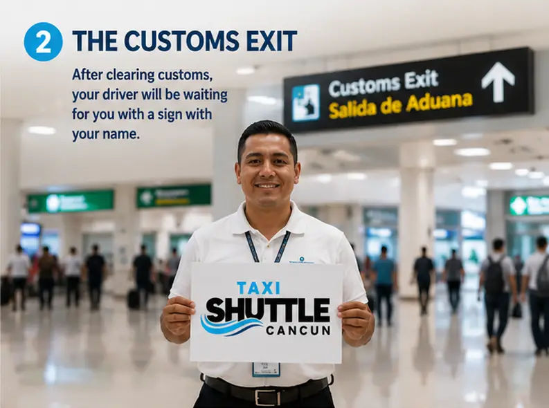 Customs exit corridor at Cancun airport