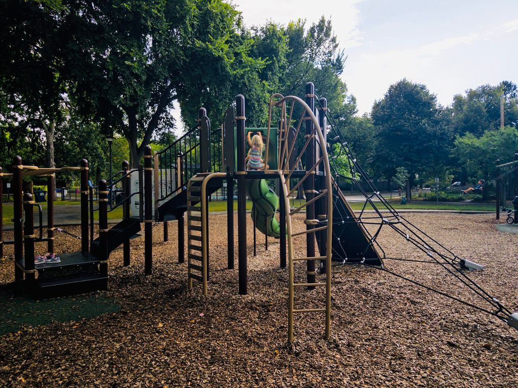Composite play structure at Linden Hills park.