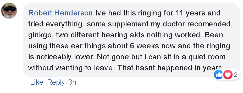 Facebook review — TinnitusOFF customer testimonial