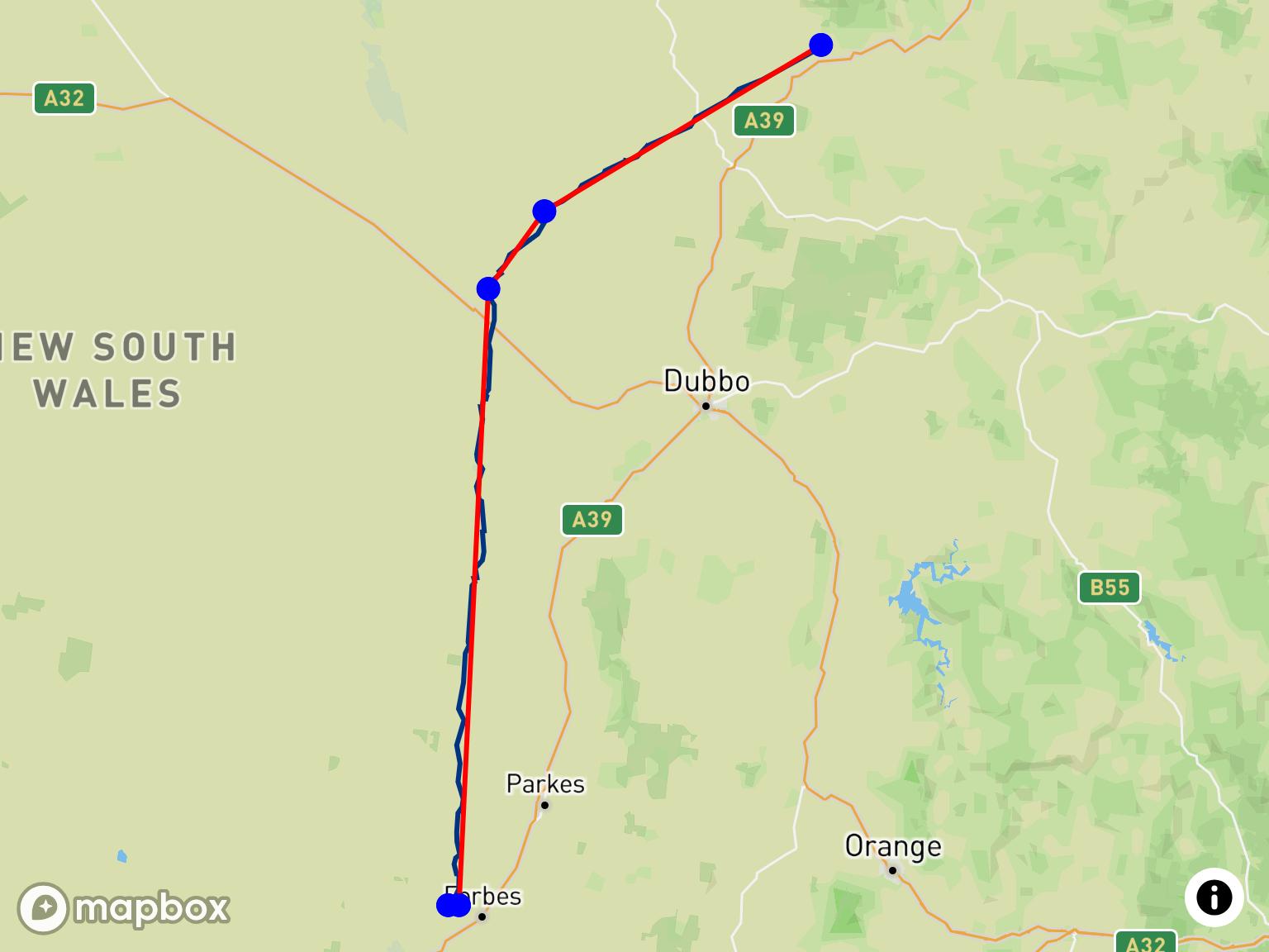 Il volo XC di Neale Halsall di 260,03 km presso Forbes Airfield