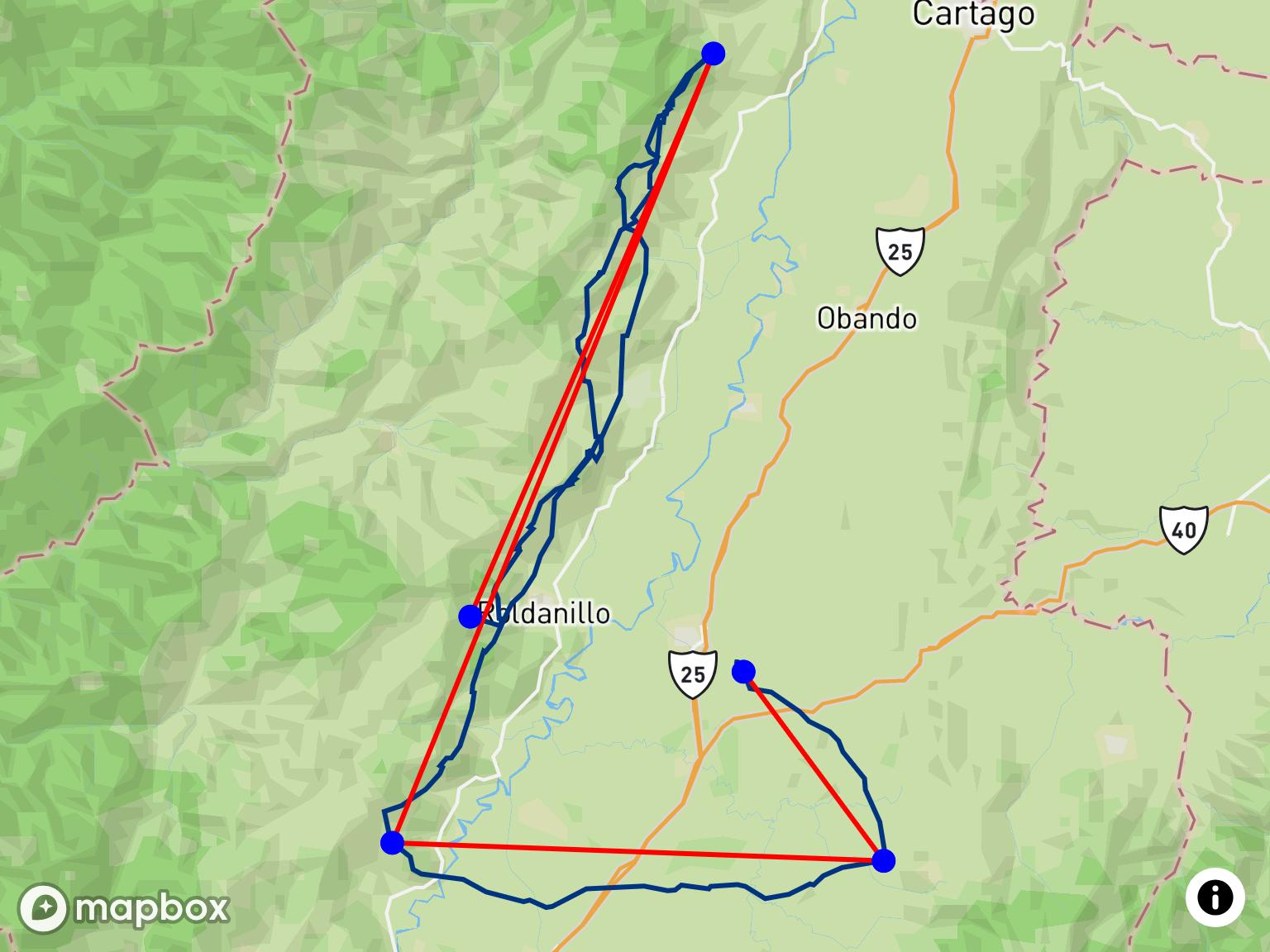 Diego Martínez's 136.6 km flight at Roldanillo