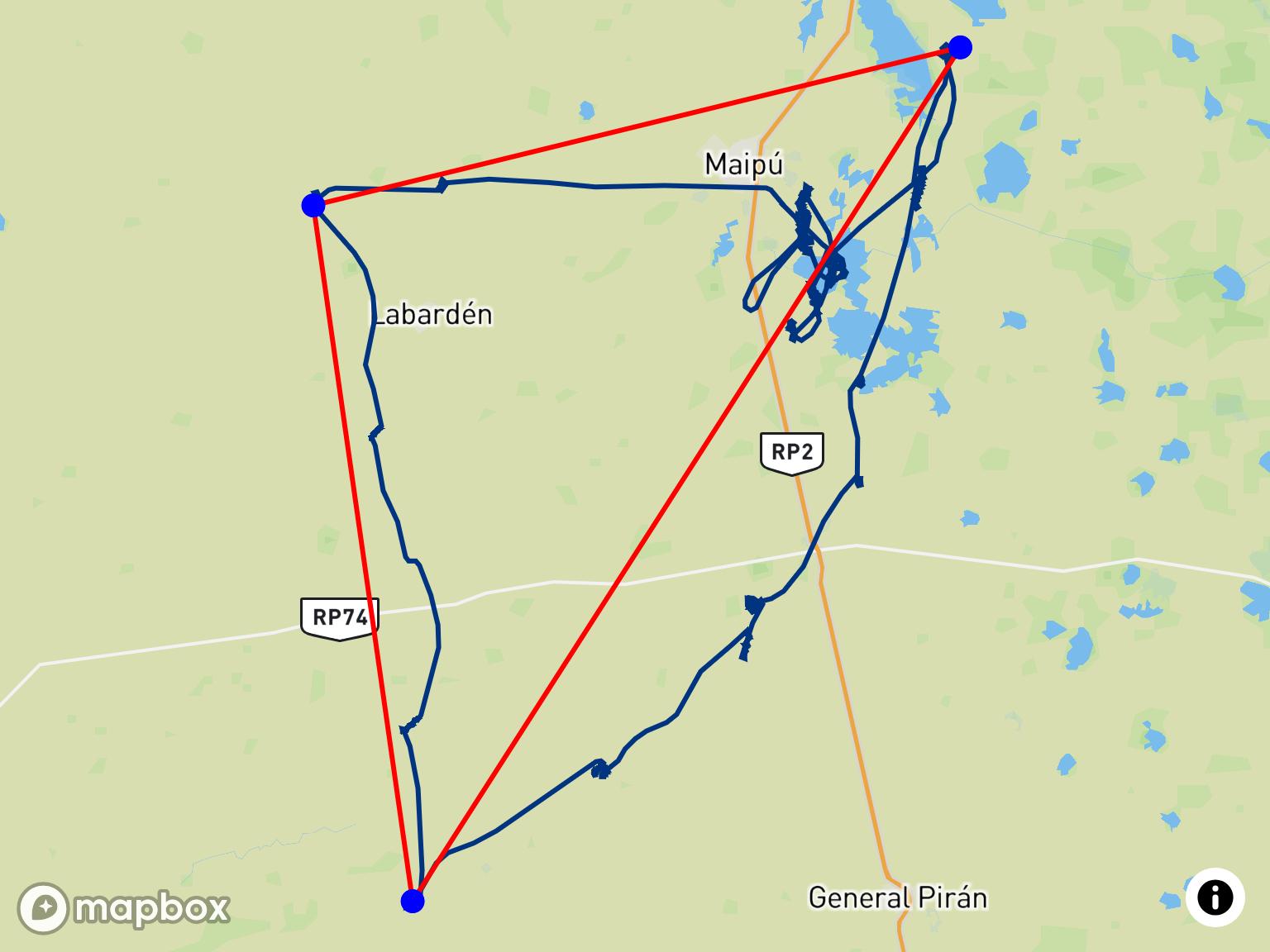 Le triangle FAI de 149,22 km de Edu Lauriti à Maipú