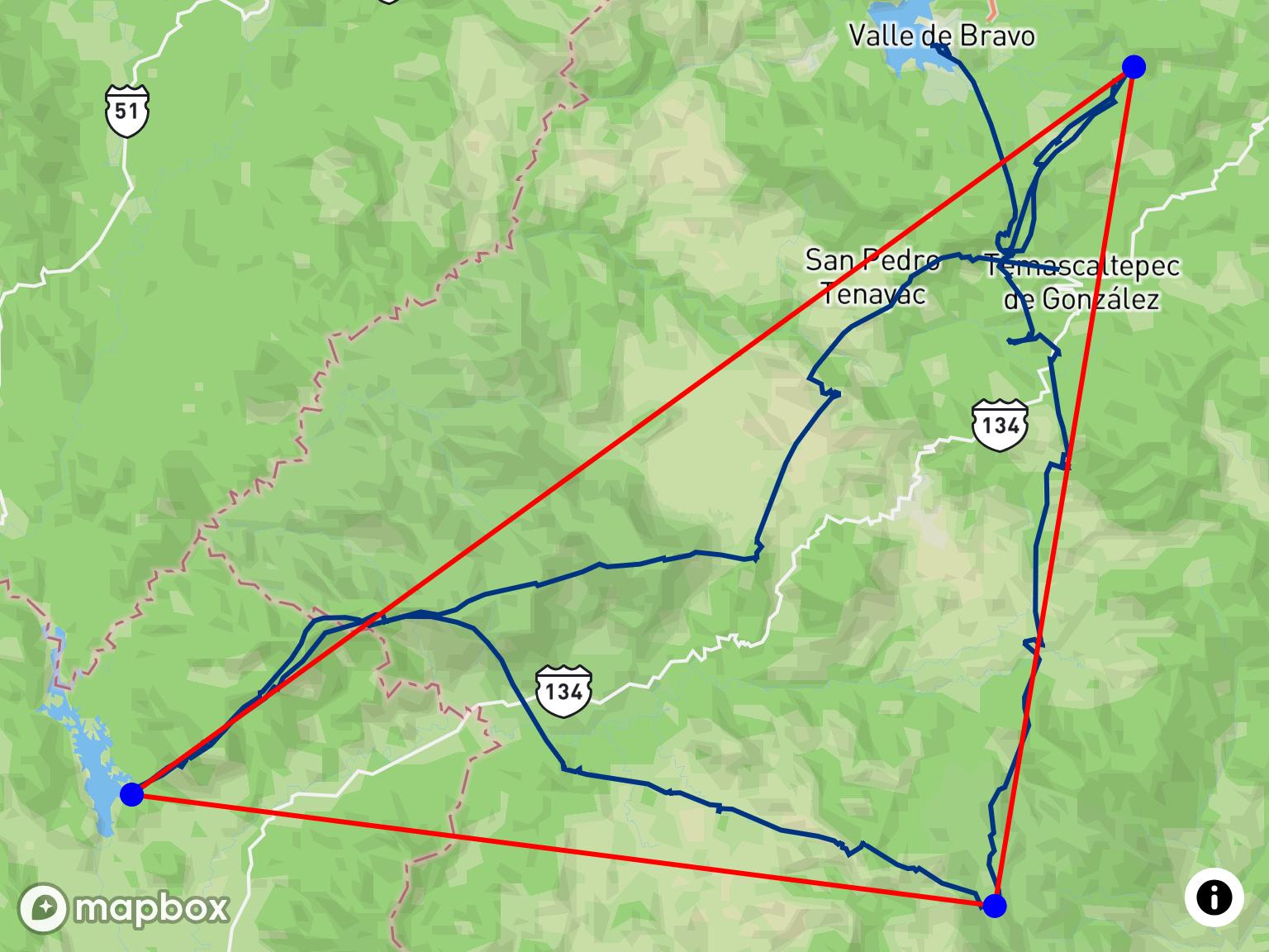 FAI-Triangle XC-Flug von Andres Tello Alvarado bei Temascaltepec