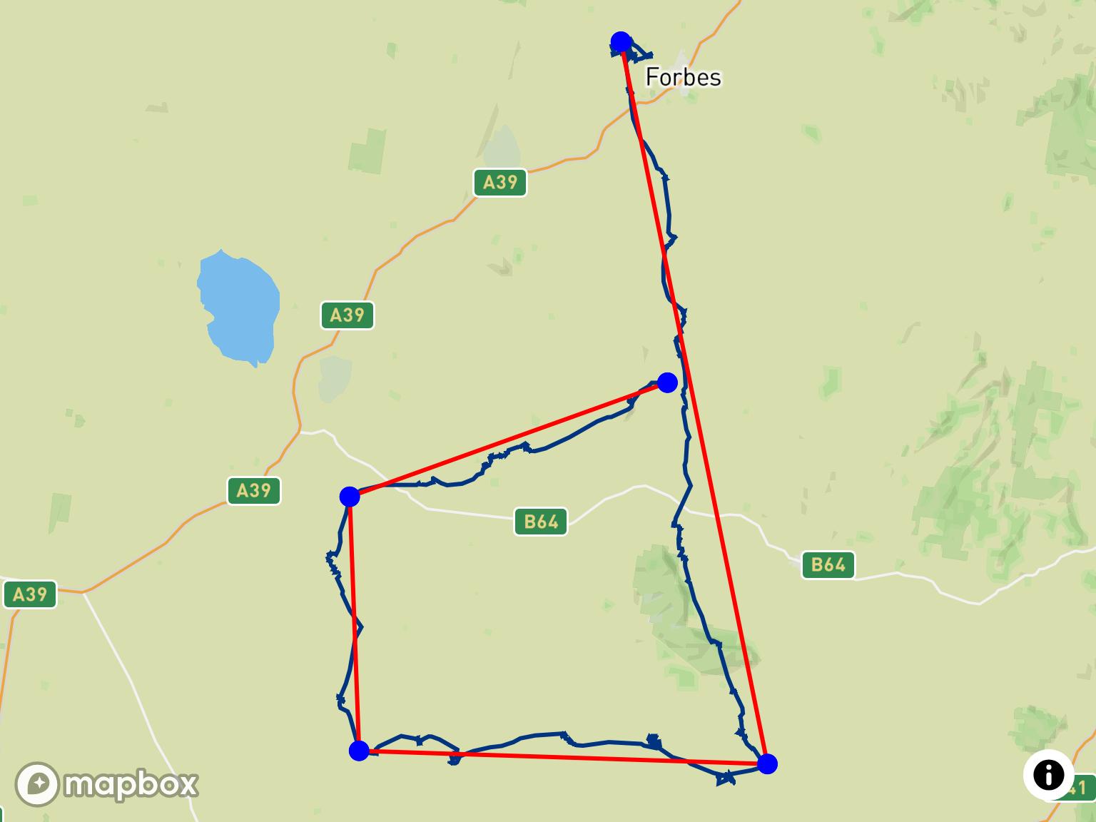 Victor Hare’s 202.7 km Out and Back Flight at Forbes Airfield