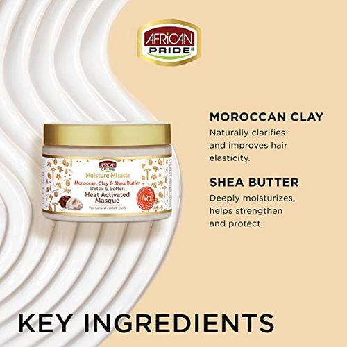 African Pride Moisture Miracle Moroccan Clay & Shea Butter Heat Activated Masque - 12oz