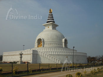 other view of vishwa shanti stupa, also known as world peace pagoda, indraprastha park
