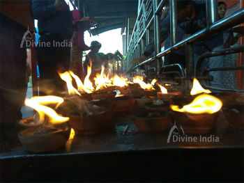 Devotees offering deepak at marghat hanuman temple