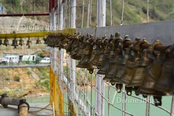 line of hanging bell at dhari devi temple