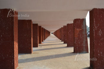 Pillars of bathing place at brahma sarovar