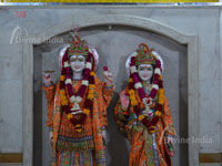 Beautiful idol of lord ram and sita at devi temple