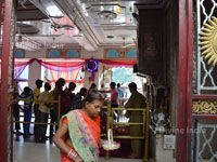 Lord Hanuman idol at left side entrance gate of chintpurni temple