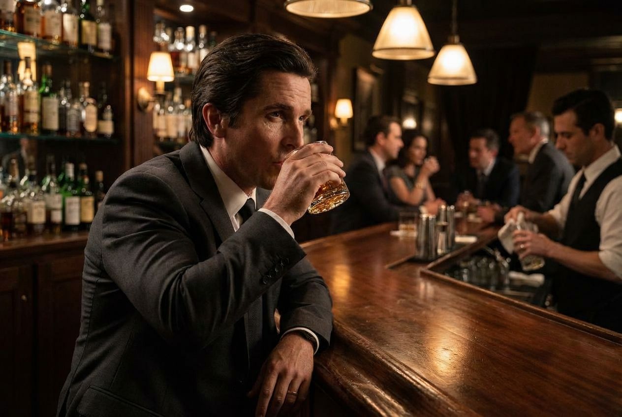 having a drink at a bar