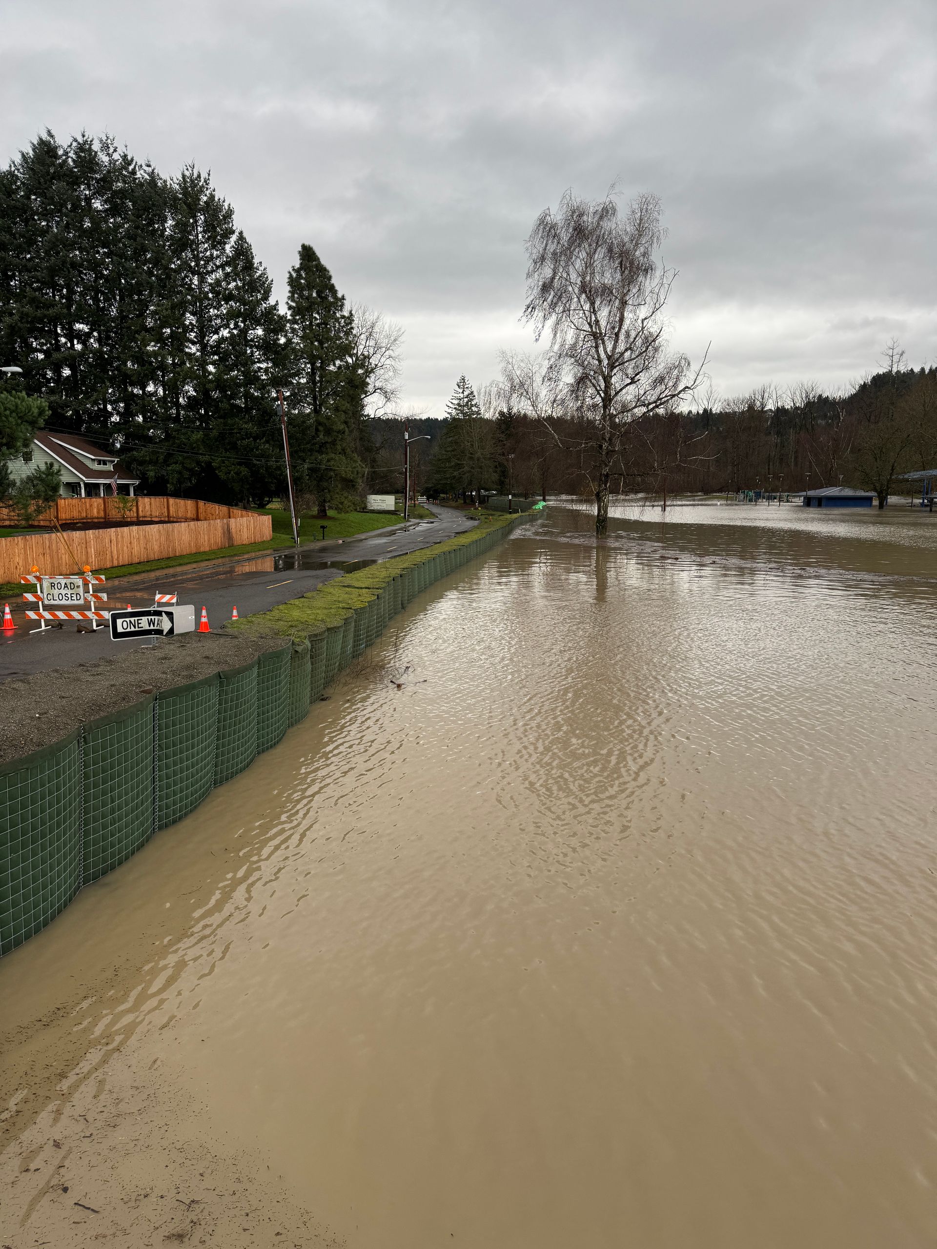 EBS MAC FE modular flood barrier units deployed on a riverbank