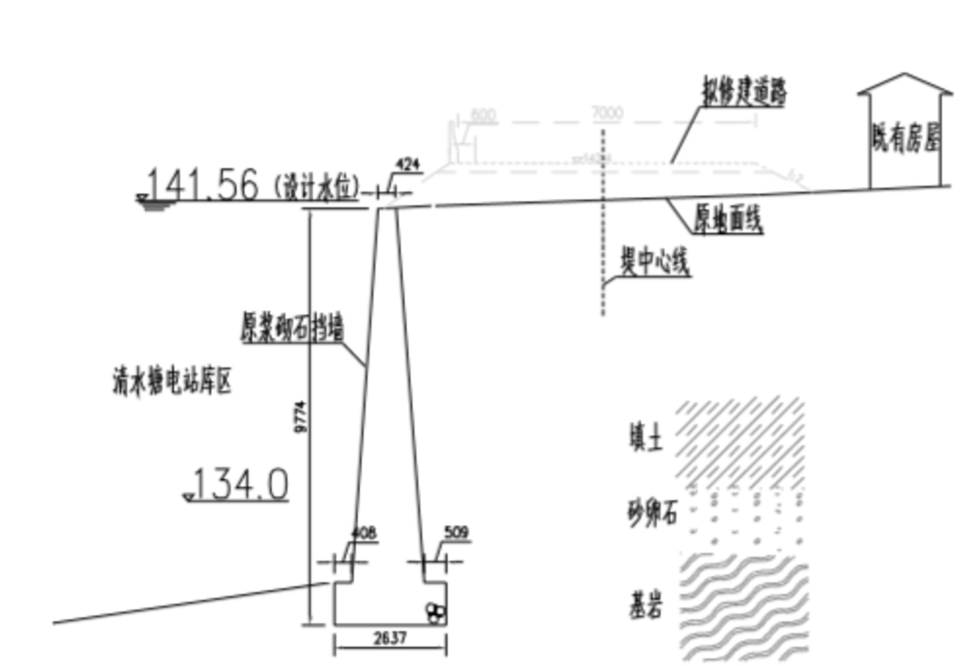 清水塘电站库区黄溪口镇挡墙加固工