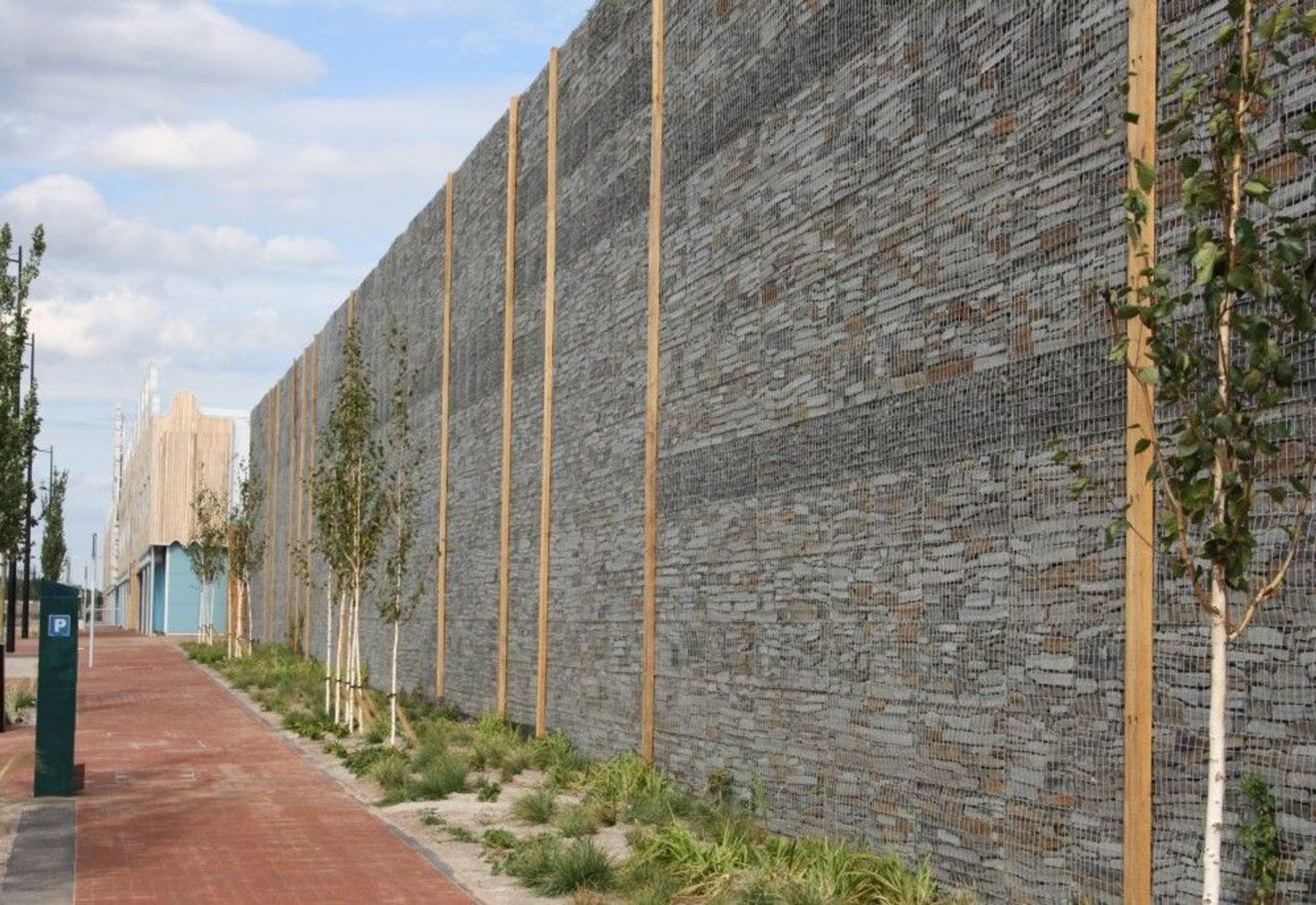 Gabion Green Wall for Acoustic Screening BBC Wales Roath Lock Studios Cardiff