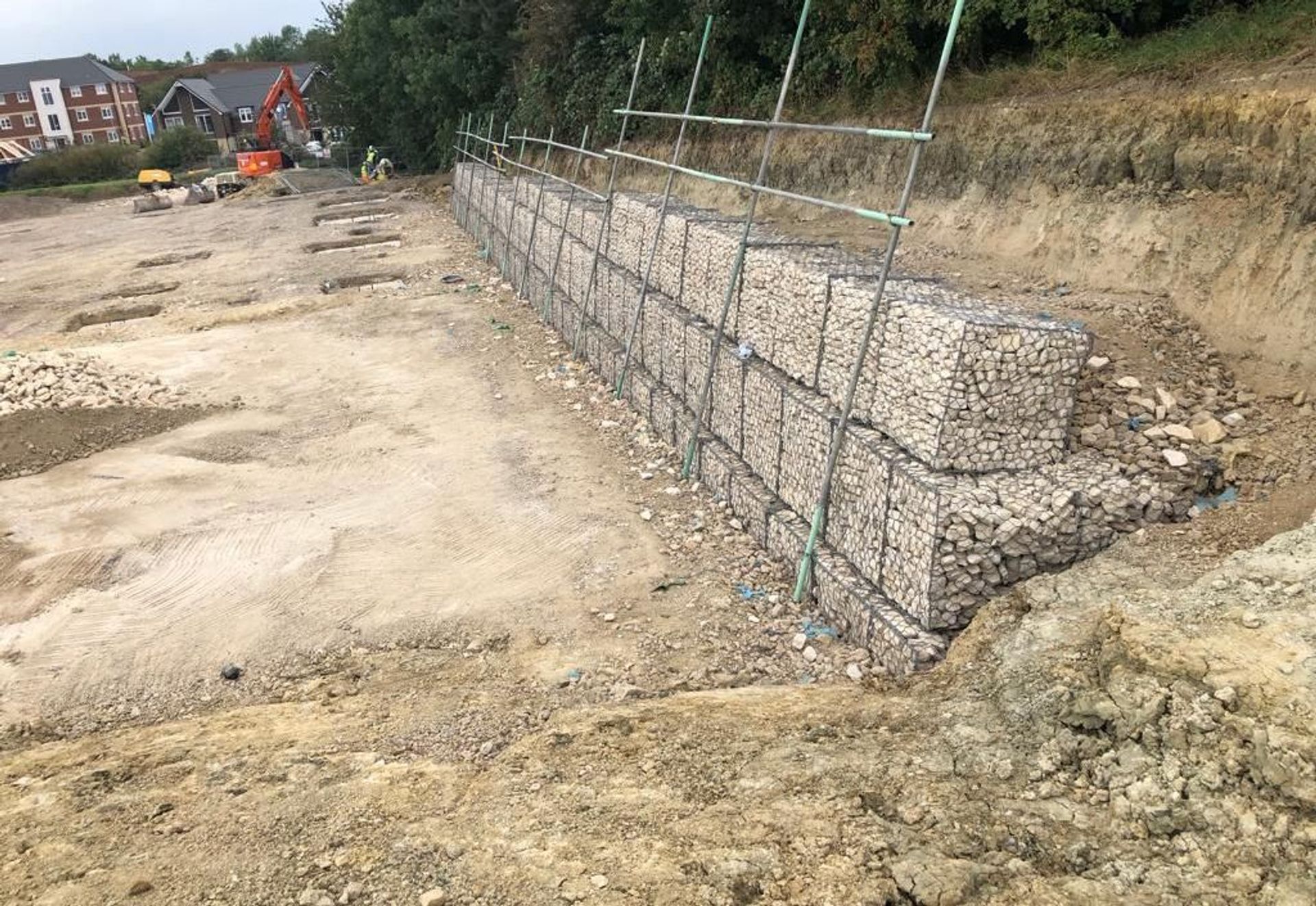 Olney Park Development Gabion Retaining Wall Solution for Sloping Site Stabilisation