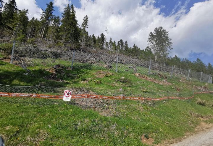 Vista di una delle tratte di barriere paramassi RB 2000 installate