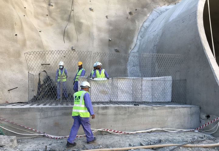 During construction: Initial layer of Terramesh and Paralink geogrid placed