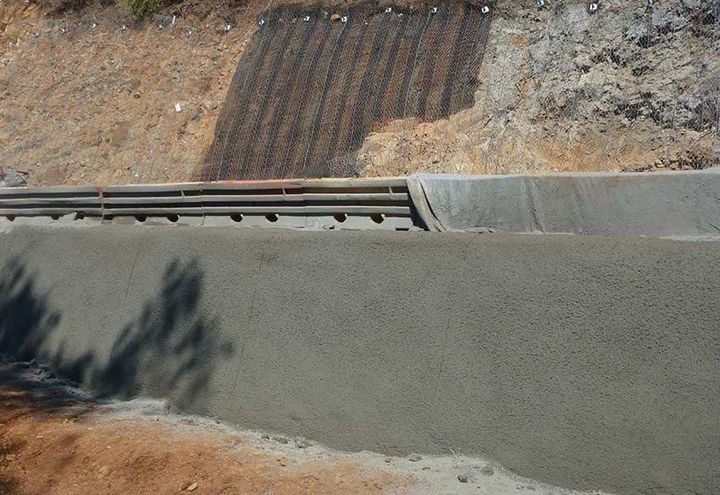 Front view of slope strengthening works uplsope and downslope