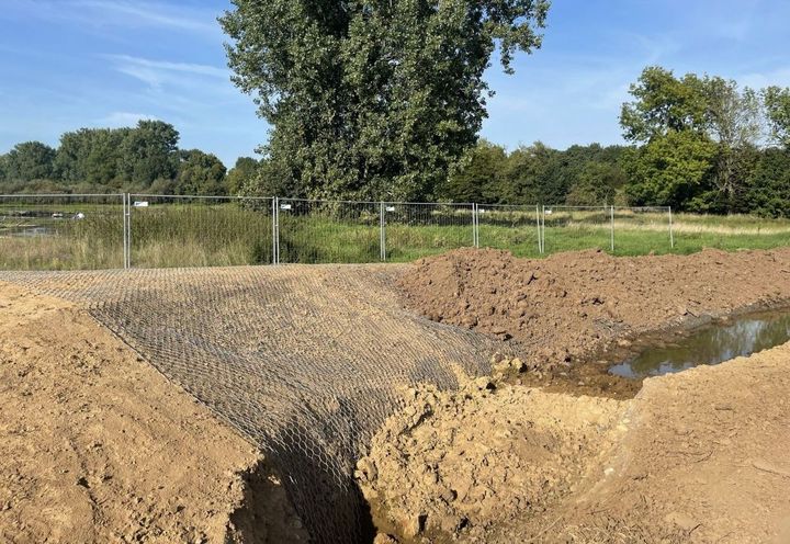 During the installation:  placement of vegetative soil