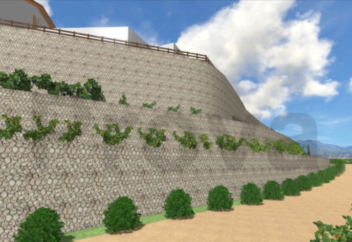 Render muro de gaviones al final de los trabajos