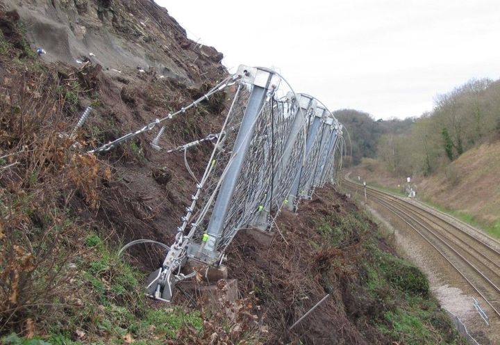 Barrier / Catch fence above railway line