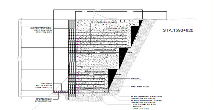 Typical section details of Paramesh MSE wall