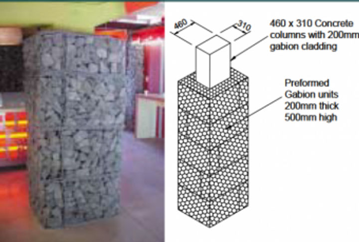 Gabion cladded column