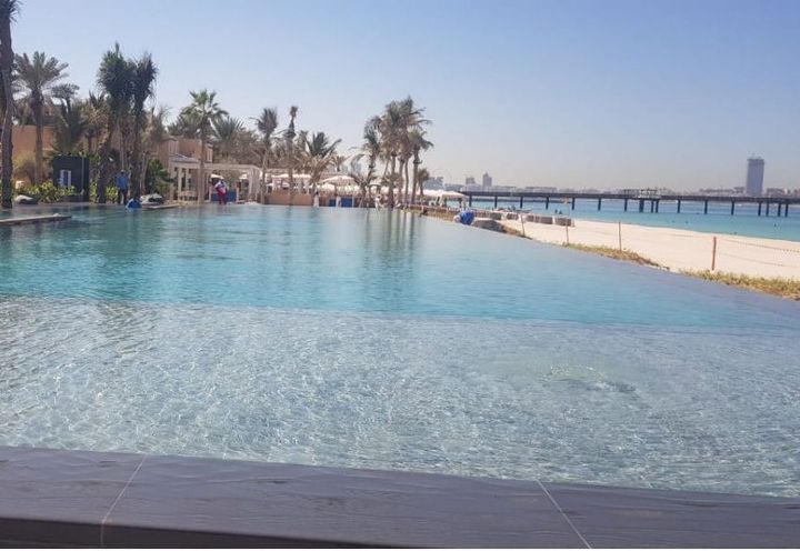 Close view of completed pool
