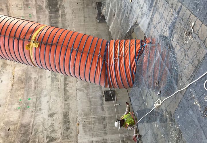 Detail of Rockmesh3030 protecting the shaft