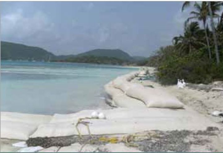 Revetment and groin with MacBags during construction