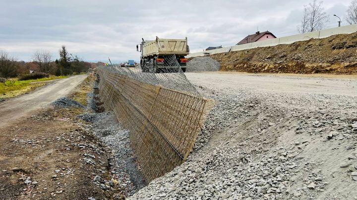 Pohled na instalaci systému Green Terramesh