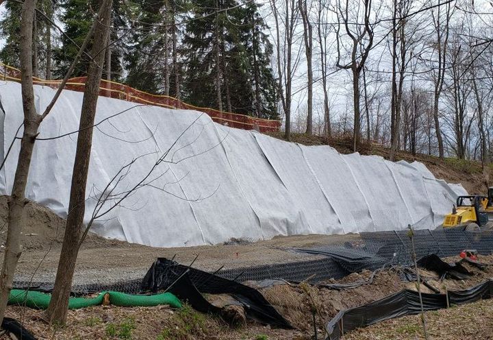 Start of Construction - Cut Slope with MacDrain Installed